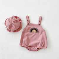 Corduroy Rainbow Sling Romper Baby Strap Bodysuit