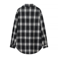 Retro Plaid Long-sleeve Women's Loose Casual Single-breasted Shirt