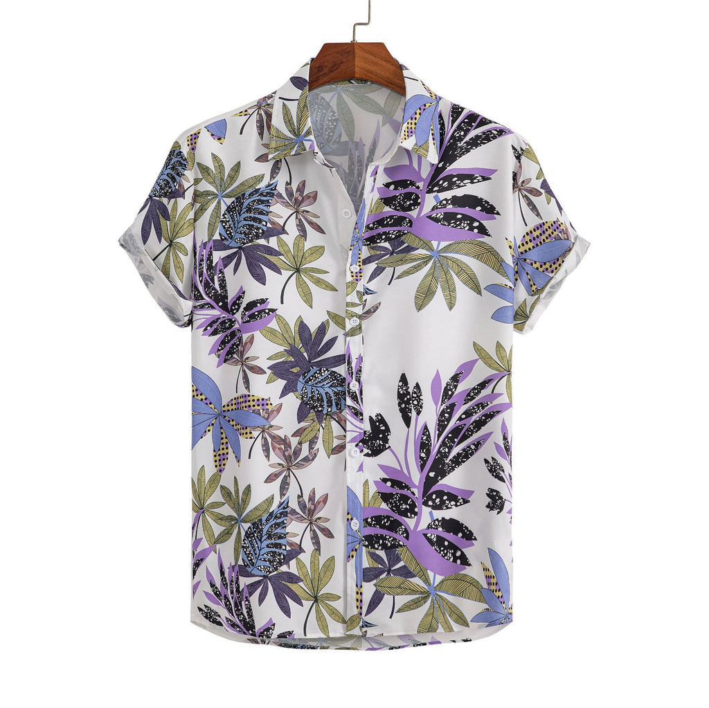 Men's Short-sleeved Shirt 3D Digital Printing Hawaiian Trendy Cardigan Shirt