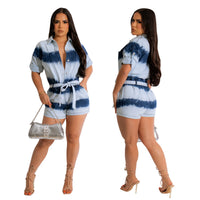 Women's Fashion Casual Tie-dye Short-sleeved Jumpsuit