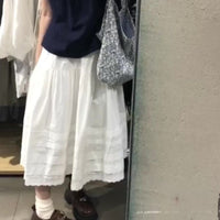 Small Shirt Lace Stitching Elastic Waist Lace Skirt