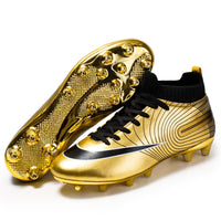 High Top Football Shoes With Long, Broken Nails And Gold Football Shoes