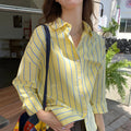 Striped Sun Protection Shirt Women's Long Sleeve Loose Top