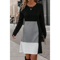 European And American-style Patchwork Knit Regular-fit Dress