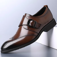 Casual Men's Buckle Color-changing Embroidered Leather Shoes
