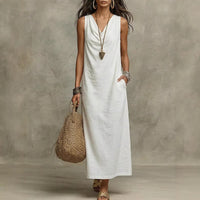 Loose Stylish And Elegant V-Neck Sleeveless Dress