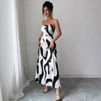 Women's Sexy Printed Side-Slit Slip Dress
