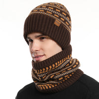 Men's Casual Warm Knitted Hat Set