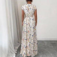 Womens Stylish Figure-hugging Printed Short-sleeve Dress