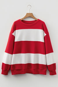 Women's Casual Loose Knitted Color-block Crew Neck Sweater