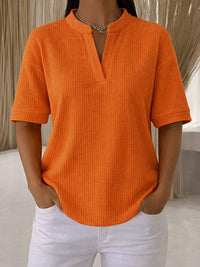 Waffle-knit Loose Casual Short-sleeve T-shirt