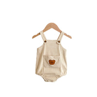 Baby Boys And Girls Corduroy Bear Pocket Strap Romper