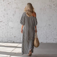 Womens Striped Off-shoulder Dress
