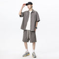 Men's Loose Shorts Casual Shirt Hemp Light Breathable Non-stick Two-piece Set