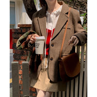 Retro Tweed Suit Single-Breasted Coat