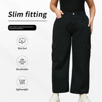 Plus-size Straight-leg Non-stretch Fashionable Pants For Women