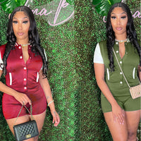 Buttoned Bodysuit Form-fitting Waist-cinching Jumpsuit