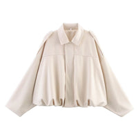 Suede Textured Aviator Long Sleeve Jacket
