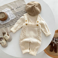 Baby Twist Knitted Overalls Suit Pullover Sweater Jumpsuit