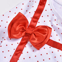 Infant Polka Dot Bowknot Long Romper Headdress Romper