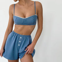 Womens Striped Cami Top And Shorts Pajama Set For Loungewear