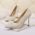 Fashion Pointed Shallow Mouth Rhinestone Sexy High Heels Look Thin