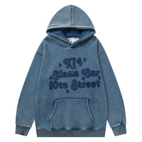Distressed Fleece-lined Thickened Hooded Sweatshirt Men's Street Tide Brand Niche Loose Pullover Hoodie