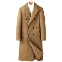Autumn And Winter Woolen Coat Overknee Long Double Breasted Oblique Pocket