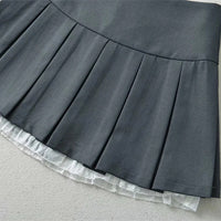 Sweet Cool Hot Girl  Lace Stitching High Waist Pleated Skirt