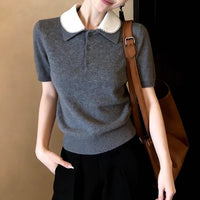 Simple Loose Comfortable Slimming Everyday Commuter Gray Top For Women