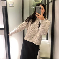 Women's Fashion Hollowed-out Round Neck Knitted Sweater