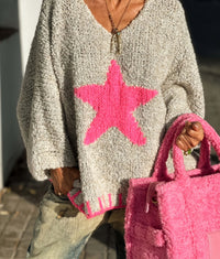 Casual Loose Loop Yarn V-neck Women's Sweater