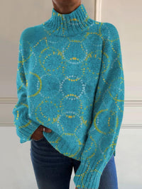 European And American Women's Printed Wear Turtleneck Sweater