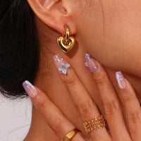 Star And Moon  Heart-shaped Earrings