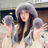 Warm And Simple Three-ball Knitted Woolen Hat