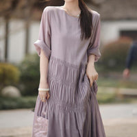 Round-neck Cake Skirt New Acetate Mid-length
