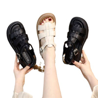 One-strap Open-toe Sandals With A Rubber Mid-heel