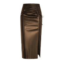 Slim-fit Stylish Unisex Sexy Slit Leather Skirt