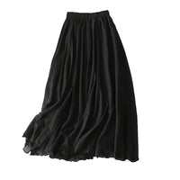 Womens Elastic-Waist Ruffle Double-Layer Skirt