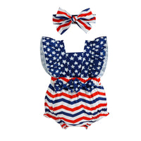 Pentagram Patchwork Stripe Double Butterfly Romper