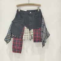 Irregular Hem Patchwork Denim Skirt For Women