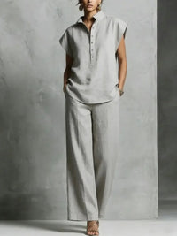 Women's Casual Cardigan Short-Sleeve Pants Set