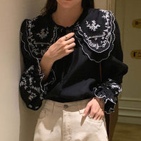 Large Lapel Single-breasted Loose Bell Sleeve Shirt