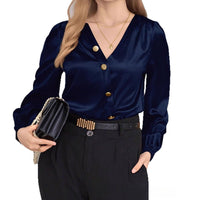 Plus Size Women's New High-end V-neck Long Sleeve Shirt