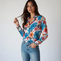 Long-sleeve Loose-fit Elegant Blouse For Middle-aged Women