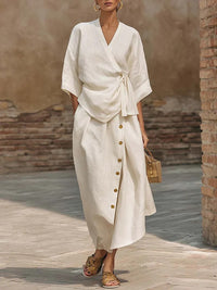Women's Casual Solid-Colored Loose Skirt Two-Piece Set