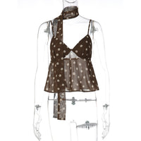 Women's V-neck Backless Polka-dot Camisole, Plus A Complimentary Silk Ribbon