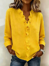 Ruffled Long Sleeve Cotton Shirt