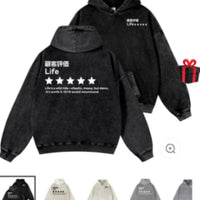 Pure Cotton Washed Vintage Hooded Sweatshirt With Double-layer Hood