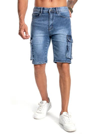 European And American Multi-pocket Micro-elastic Men's 5-point Workwear Casual Jeans